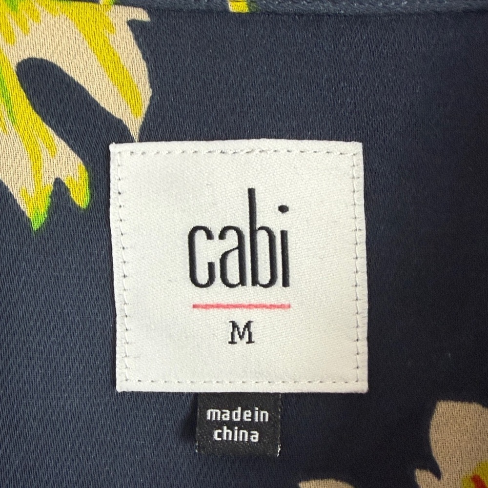 Cabi Chic Floral Semi-Sheer Long Sleeve Button Front Blouse Medium Navy Blue - Picture 6 of 14